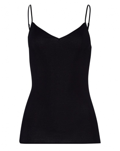 Camiseta de tirantes finos para mujer 100% algodón Hanro Cotton Seamless (Negro)