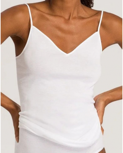 Camiseta de tirantes finos para mujer 100% algodón Hanro Cotton Seamless (Blanco)