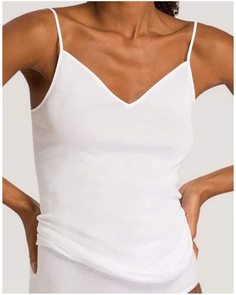 Débardeur femme à fines bretelles 100% coton Hanro Cotton Seamless (Blanc)