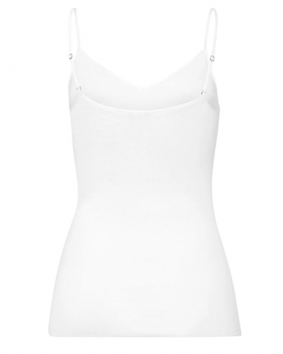 Camiseta de tirantes finos para mujer 100% algodón Hanro Cotton Seamless (Blanco)