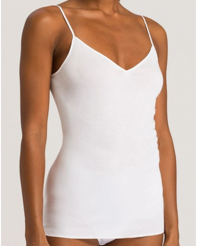 Débardeur femme à fines bretelles 100% coton Hanro Cotton Seamless (Blanc)