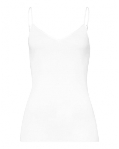 Camiseta de tirantes finos para mujer 100% algodón Hanro Cotton Seamless (Blanco)