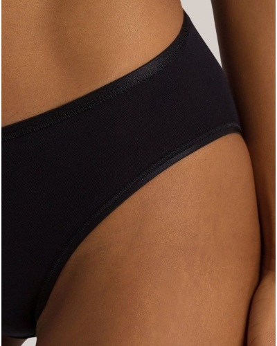 Slip midi femme 100% coton Hanro Cotton Seamless (Noir)