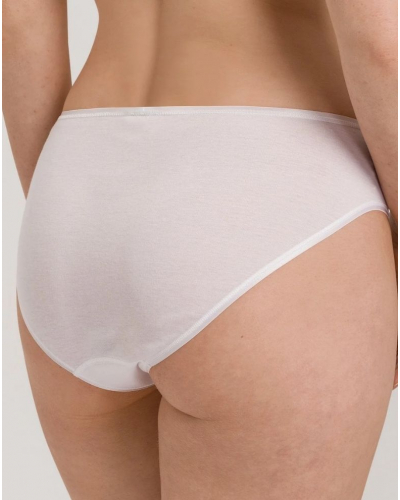 Slip midi femme 100% coton Hanro Cotton Seamless (Blanc)