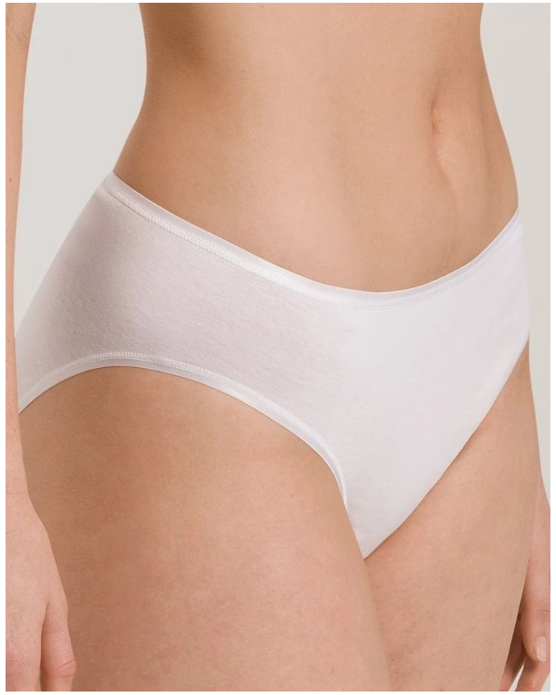 Slip midi femme 100% coton Hanro Cotton Seamless (Blanc)