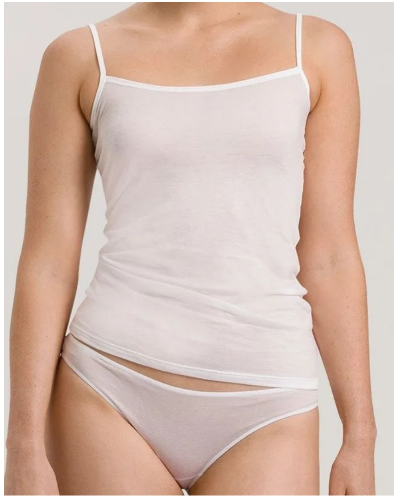 Camiseta de tirantes finos para mujer 100% algodón Hanro Ultralight (Blanco)