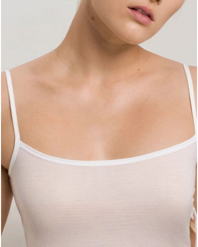 Débardeur femme à fines bretelles 100% coton Hanro Ultralight (Blanc)