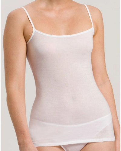 Camiseta de tirantes finos para mujer 100% algodón Hanro Ultralight (Blanco)