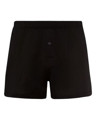 Men buttoned-up boxer shorts 100% Cotton Hanro Cotton Sporty (Black)