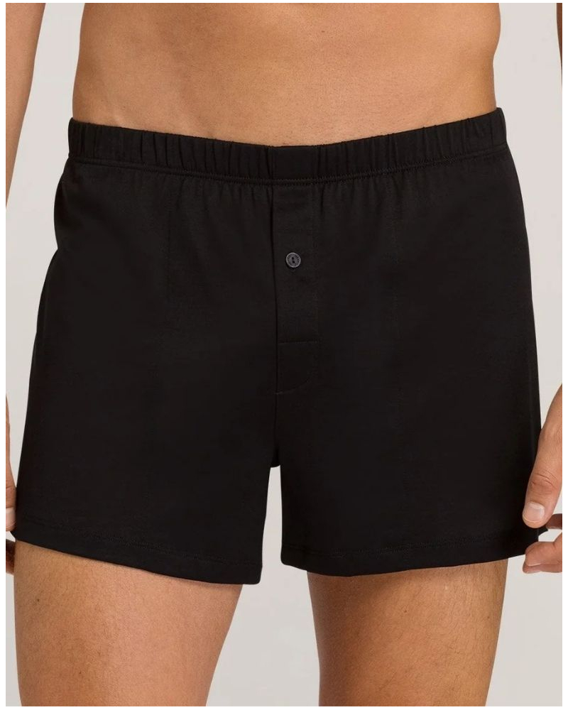 Caleçon homme boutonné 100% Coton Hanro Cotton Sporty (Noir)