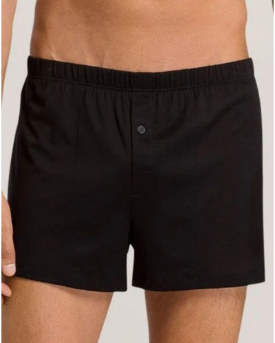 Men buttoned-up boxer shorts 100% Cotton Hanro Cotton Sporty (Black)