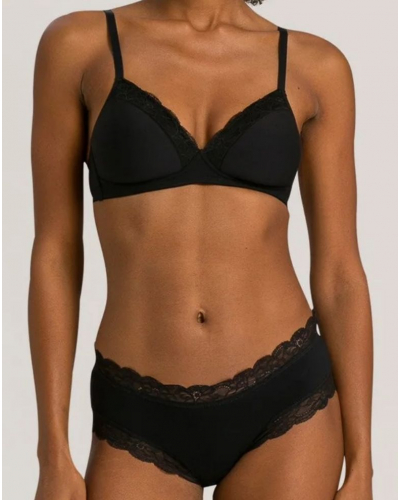 Calzoncillos mujeres de algodón encaja cintura baja Hanro Cotton Lace (Negro)