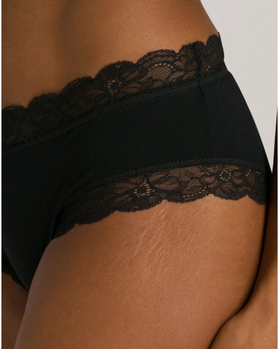 Calzoncillos mujeres de algodón encaja cintura baja Hanro Cotton Lace (Negro)