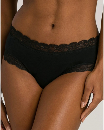 Calzoncillos mujeres de algodón encaja cintura baja Hanro Cotton Lace (Negro)