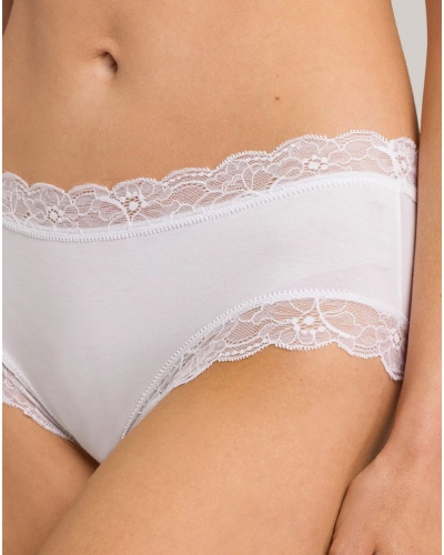 Calzoncillos mujeres de algodón encaja cintura baja Hanro Cotton Lace (Blanco)
