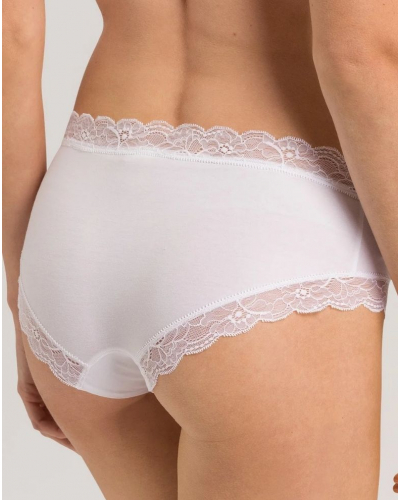 Calzoncillos mujeres de algodón encaja cintura baja Hanro Cotton Lace (Blanco)