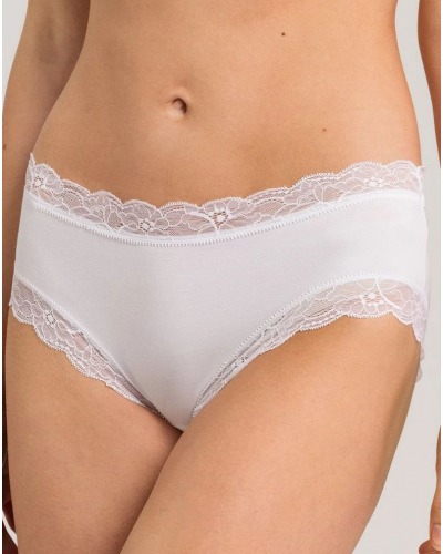 Calzoncillos mujeres de algodón encaja cintura baja Hanro Cotton Lace (Blanco)