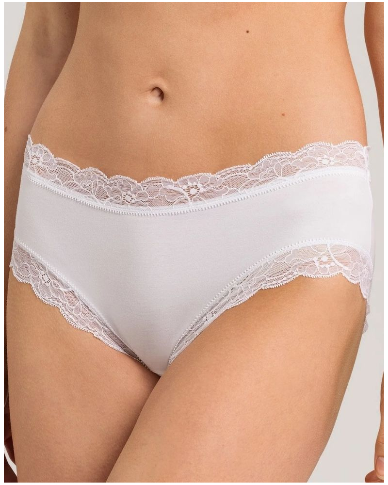 Slip femme en coton dentelle taille basse Hanro Cotton Lace (Blanc)