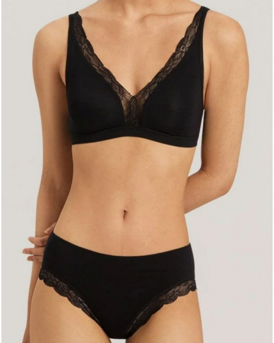 Sujetador sin aros de algodón Hanro Cotton Lace (Negro)