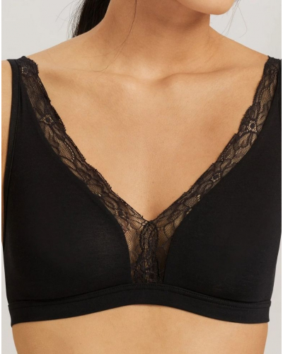 Sujetador sin aros de algodón Hanro Cotton Lace (Negro)