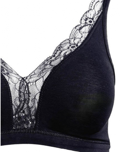 Sujetador sin aros de algodón Hanro Cotton Lace (Negro)