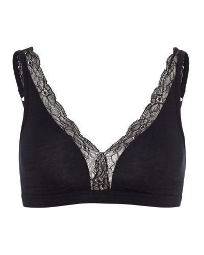 Cotton wireless bra Hanro Cotton Lace (Black)