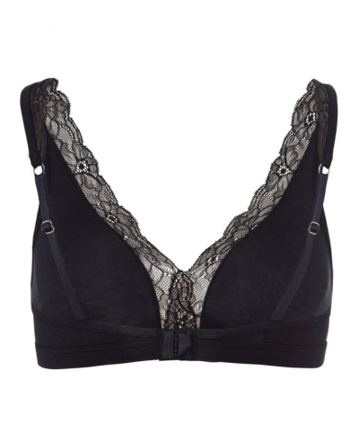 Sujetador sin aros de algodón Hanro Cotton Lace (Negro)