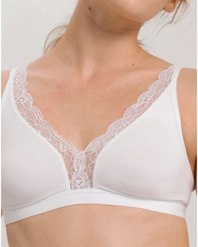 Sujetador sin aros de algodón Hanro Cotton Lace (Blanco)