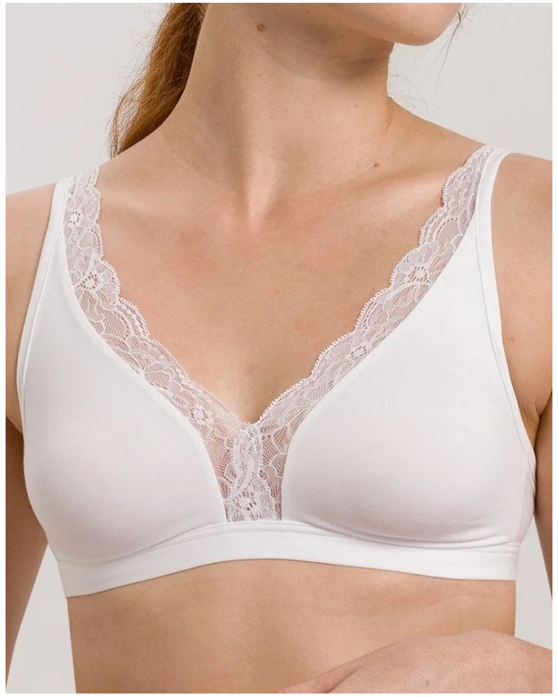 Cotton wireless bra Hanro Cotton Lace (White)