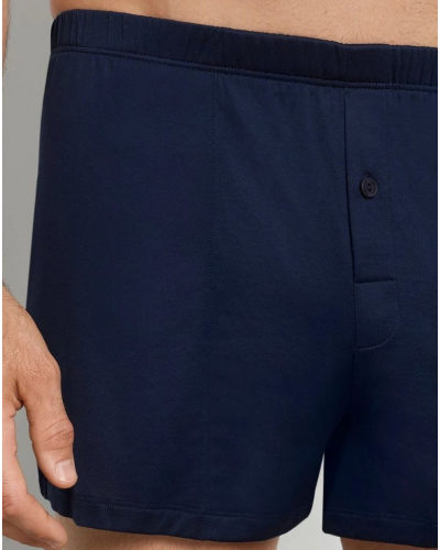 Men buttoned-up boxer shorts 100% Cotton Hanro Cotton Sporty (Marine)