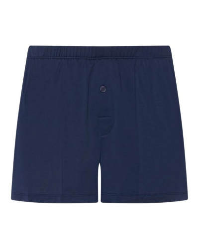 Men buttoned-up boxer shorts 100% Cotton Hanro Cotton Sporty (Marine)