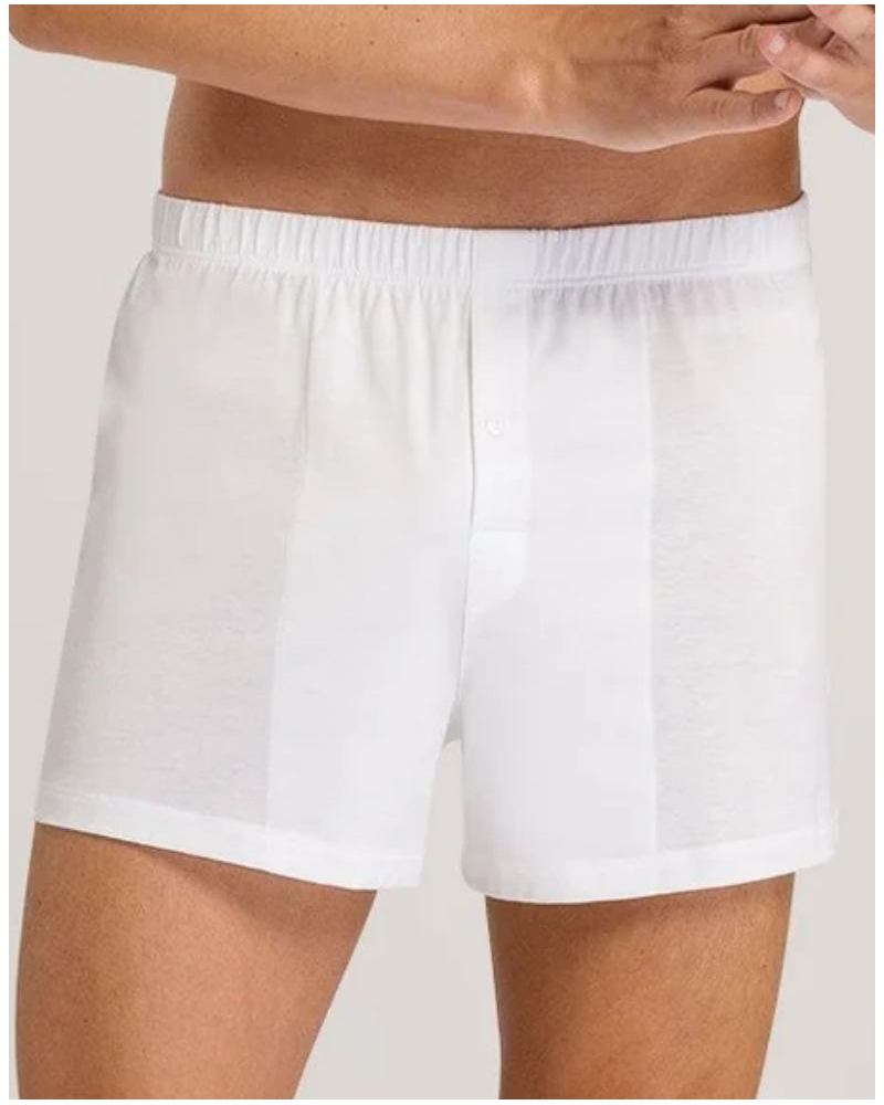 Bóxers largos hombres abotonado 100% Algodón Hanro Cotton Sporty (Blanco)