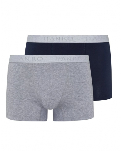 Paquete de 2 shortys hombres de algodón Hanro Cotton Essentials (Light Melange/Deep Navy)