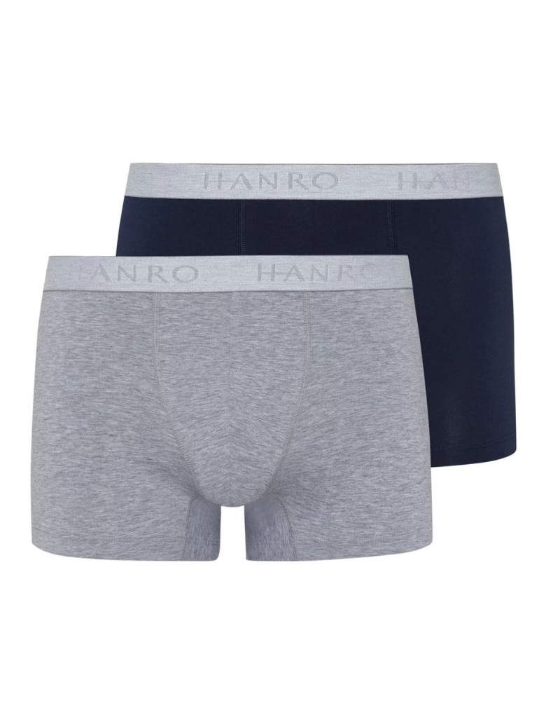 Pack of 2 men cotton trunks Hanro Cotton Essentials (Light Melange/Deep Navy)