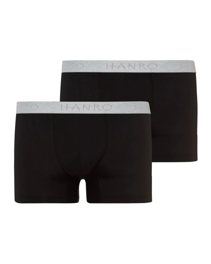 Paquete de 2 shortys hombres de algodón Hanro Cotton Essentials (Negro)