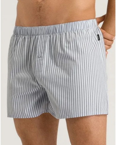 Men boxer shorts 100% Cotton Hanro Fancy Woven (Light Stripe Grey)