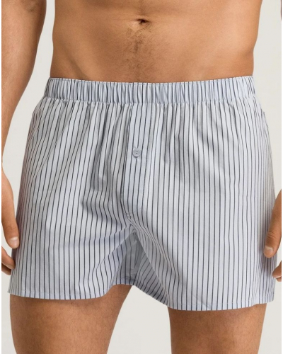 Men boxer shorts 100% Cotton Hanro Fancy Woven (Light Stripe Grey)