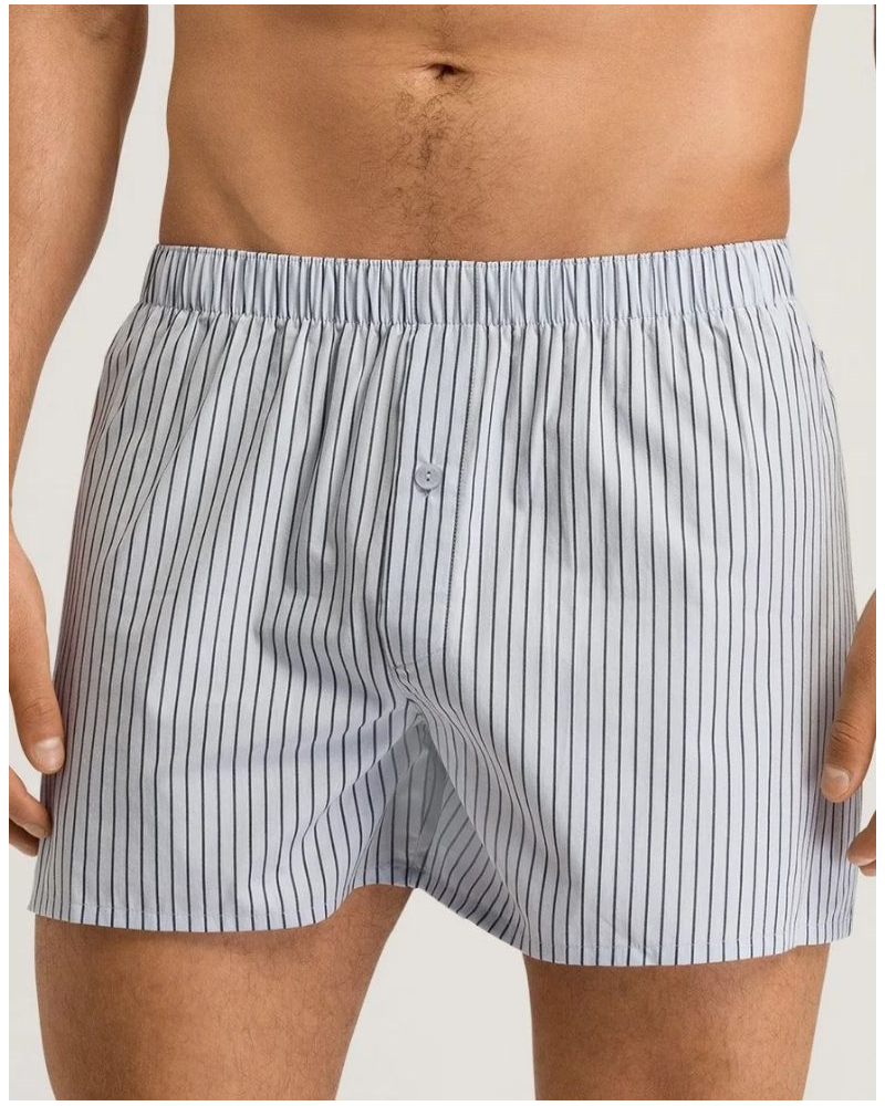 Men boxer shorts 100% Cotton Hanro Fancy Woven (Light Stripe Grey)