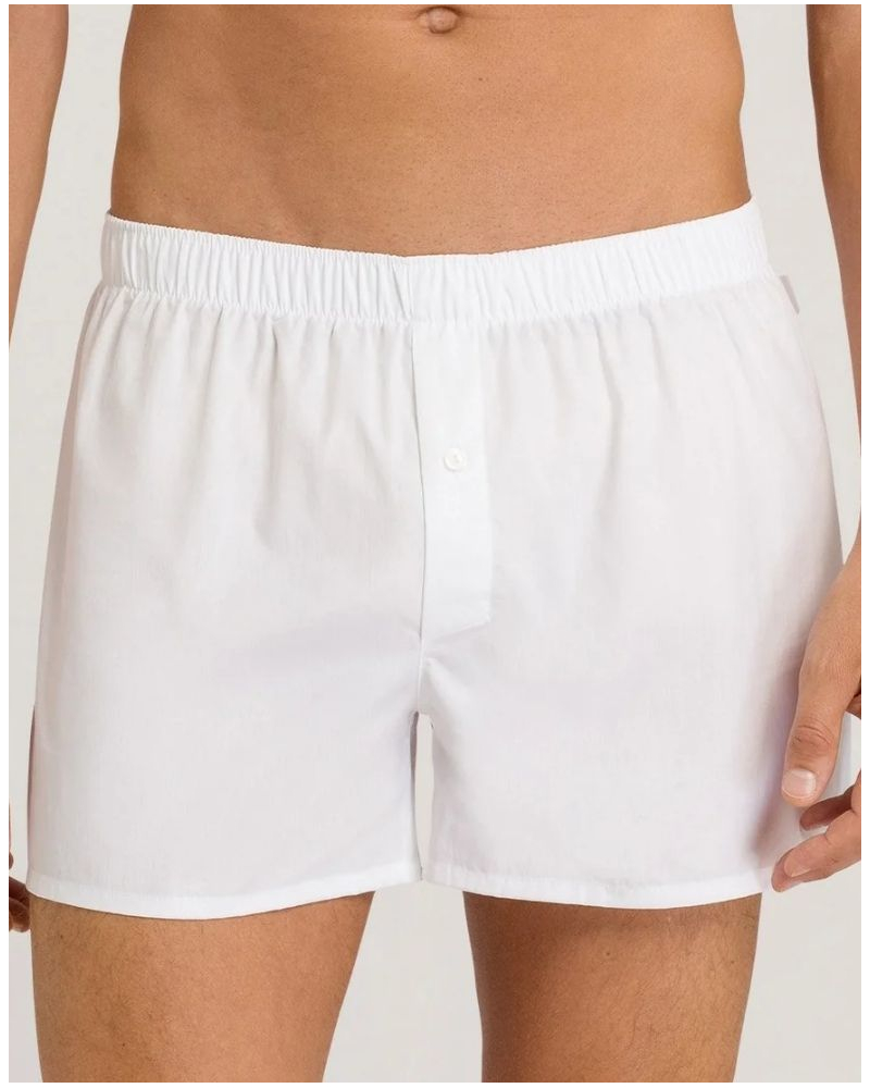 Bóxers largos hombres 100% Algodón Hanro Fancy Woven (Blanco)