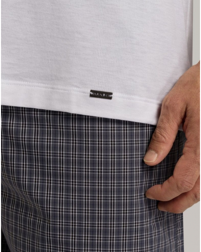 Camiseta hombres 100% algodón mangas cortas Hanro Night & Day (Blanco)