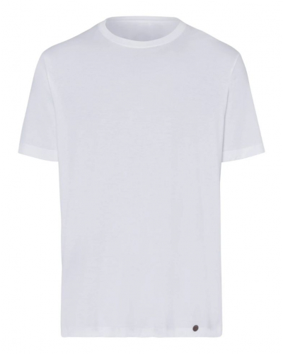 Camiseta hombres 100% algodón mangas cortas Hanro Night & Day (Blanco)
