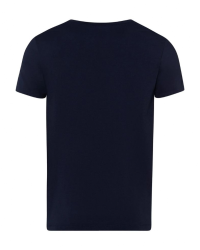 Camiseta hombres de algodón cuello V mangas cortas Hanro Cotton Superior (Marine)