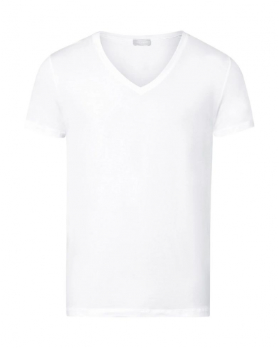 T-shirt homme en coton col V manches courtes Hanro Cotton Superior (Blanc)