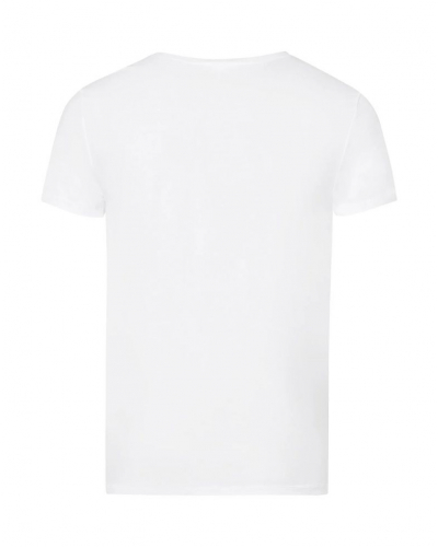 Camiseta hombres de algodón cuello V mangas cortas Hanro Cotton Superior (Blanco)