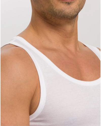 Débardeur homme 100% Coton Hanro Cotton Pure (Blanc)