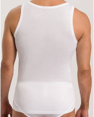 Men 100% Cotton tank top Hanro Cotton Pure (White)