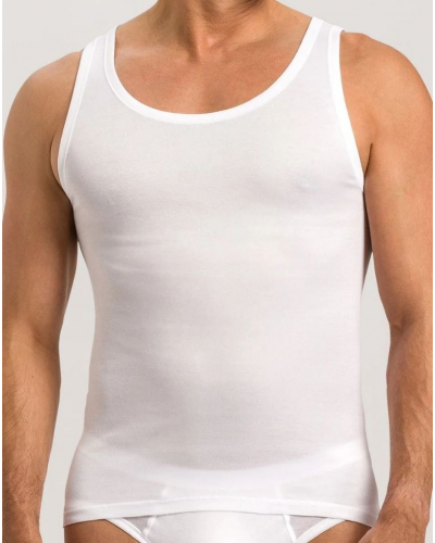 Camiseta hombres 100% Algodón sin mangas Hanro Cotton Pure (Blanco)