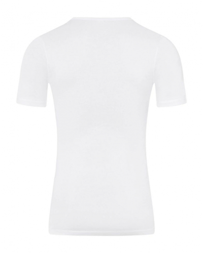 Camiseta hombres 100% Algodón mangas cortas cuello V Hanro Cotton Pure (Blanco)