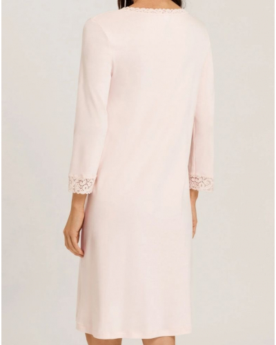 Chemise de nuit femme 100% Coton interlock manches 3/4 Hanro Moments (Crystal Pink)