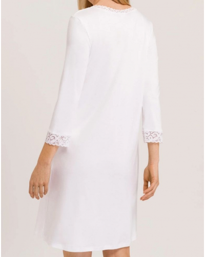 Chemise de nuit femme 100% Coton interlock manches 3/4 Hanro Moments (Blanc)